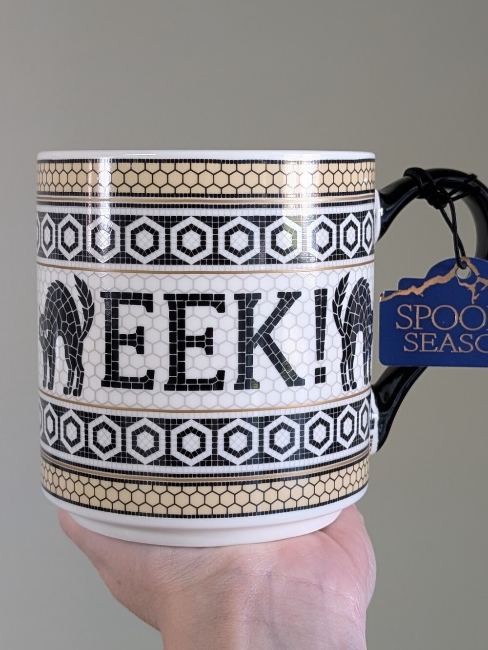 Spooky Season EEK! Black Cat Anthro Dupe Stackable Halloween Mug, Double Sided🐈